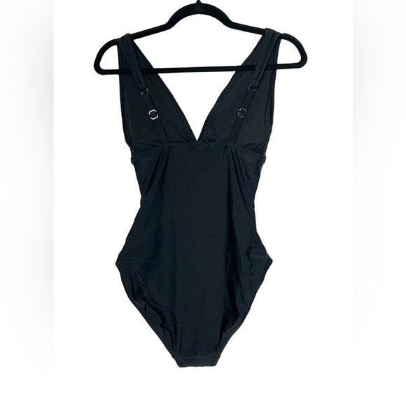 NWT J. Crew Factory Black Ruched Plunge One-Piece Swimsuit, Size Small - Picture 6 of 16